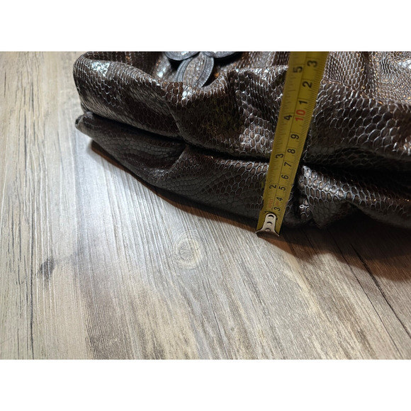 Brighton Breelan Python Snake Embossed Leather Handbag Purse Hobo Brown Grey - Picture 10 of 16